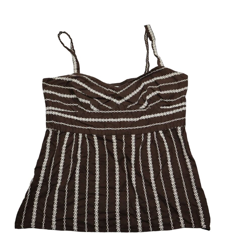 Ann Taylor LOFT Shirt Womens 6 Brown Sleeveless Sweetheart Spaghetti Strap Zip